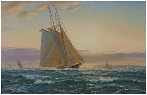 Shane Couch - Sappho off Sandy Hook 1870 Oil on Canvas 12x18inch