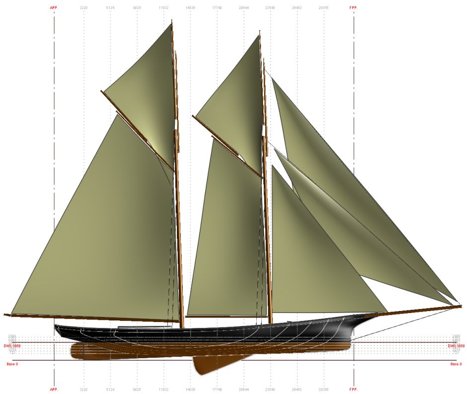 Sail Plan of Countess of Dufferin created with DELFTSHIP