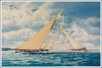 'Britannia v the American yacht Vigilant in the Solent c.1894