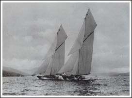 Britannia racing through Vigilant's lee in one of their many races on the Clyde