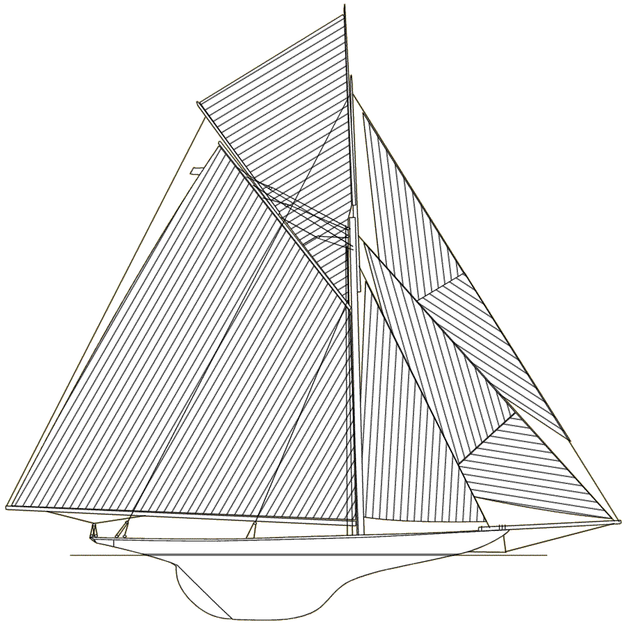 Sail plan of Defender created with DELFTSHIP