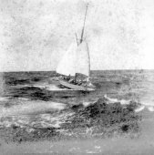Shamrock about to let go the towline. November 1899.
