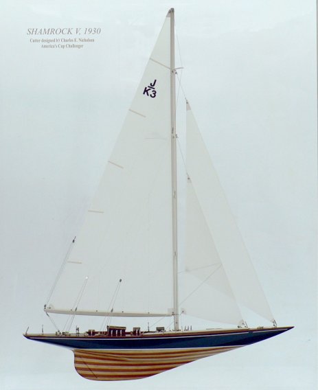 Framed Shamrock V Half Model with Sails