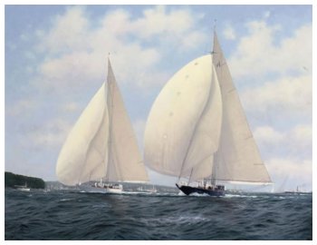 Velsheda and Endeavour in a downwind duel off Cowes - Brian J. JONES