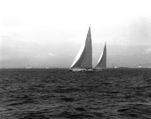Ranger and Endeavour II during the 1937 America's Cup races.  From the Edwin Levick Collection