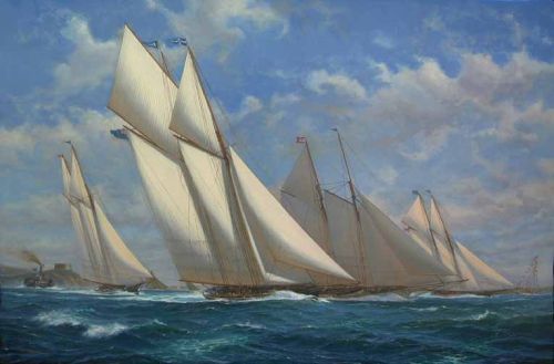 Cambria and the Ashbury Cup Newport 1870 Oil on canvas 40x60inch