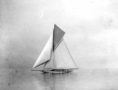 705-Shamrock III out again on the Clyde for the first time since the dismasting. May 1903.