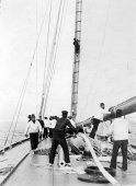 716-On board Shamrock I during one of the Clyde trials. May 1903.